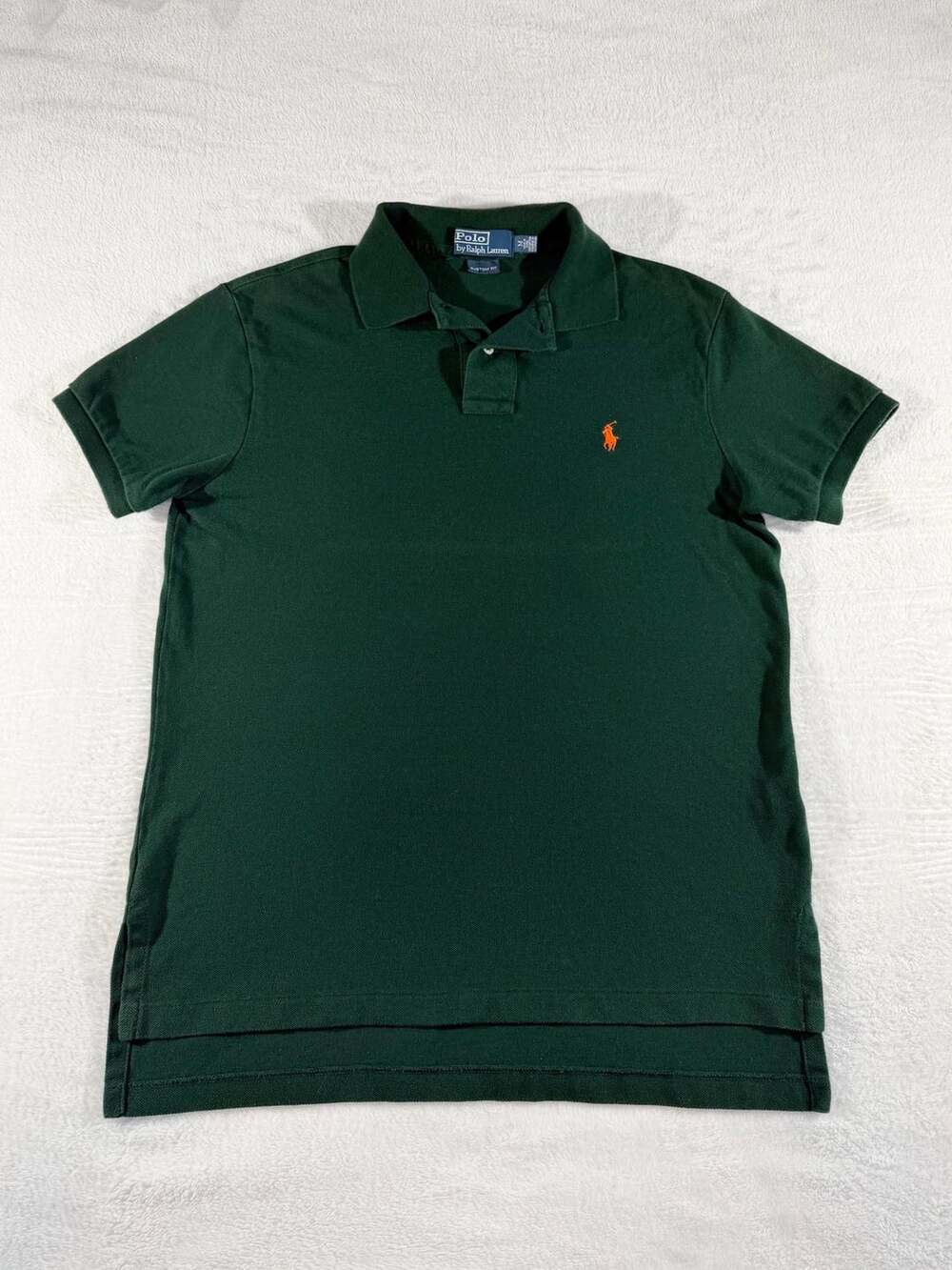 Polo Ralph Lauren Vintage 90’s Custom Fit Polo Shirt Size M Green Orange Pony